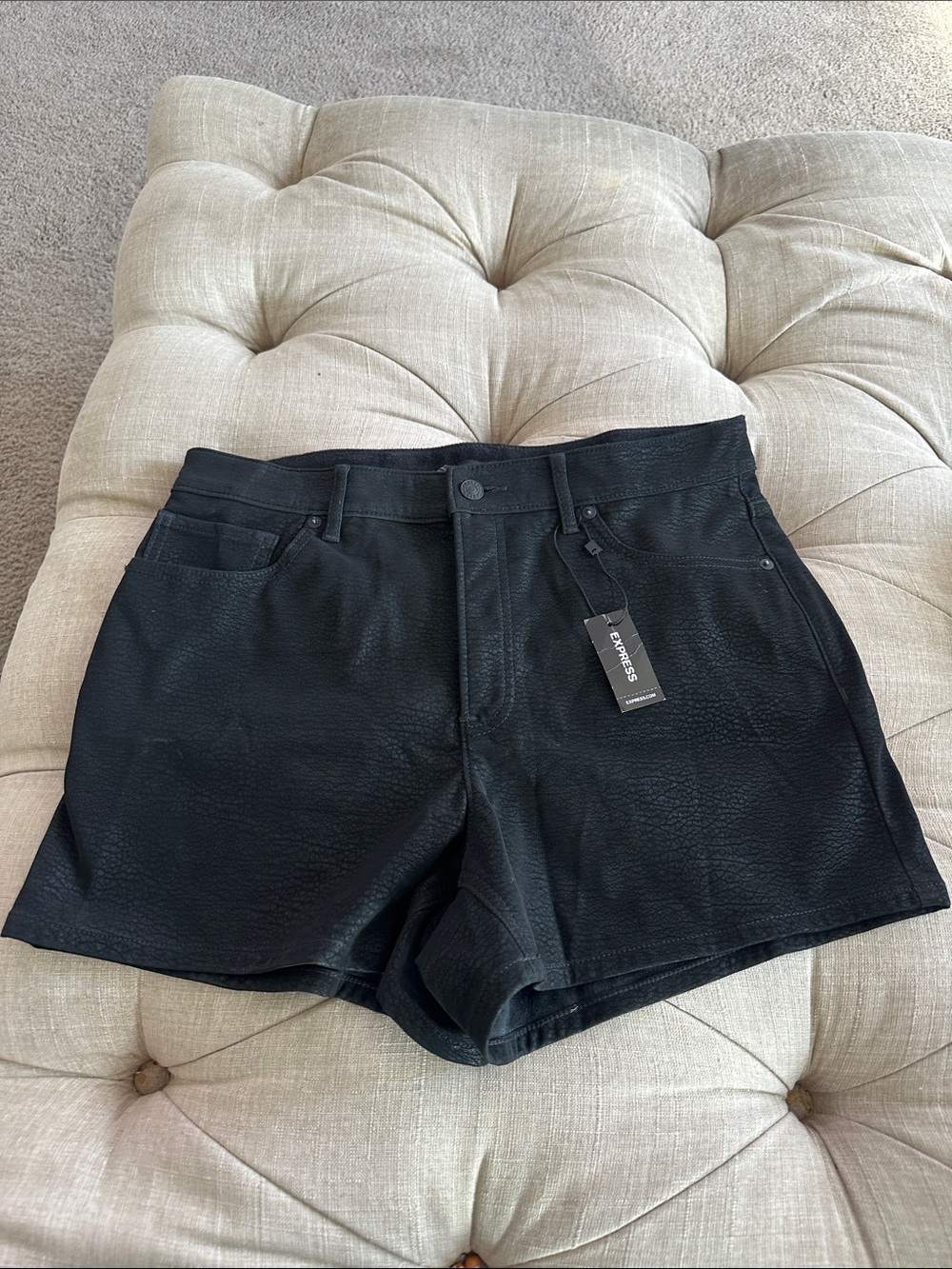Express Black Faux-Leather High-Waist Women's Shorts